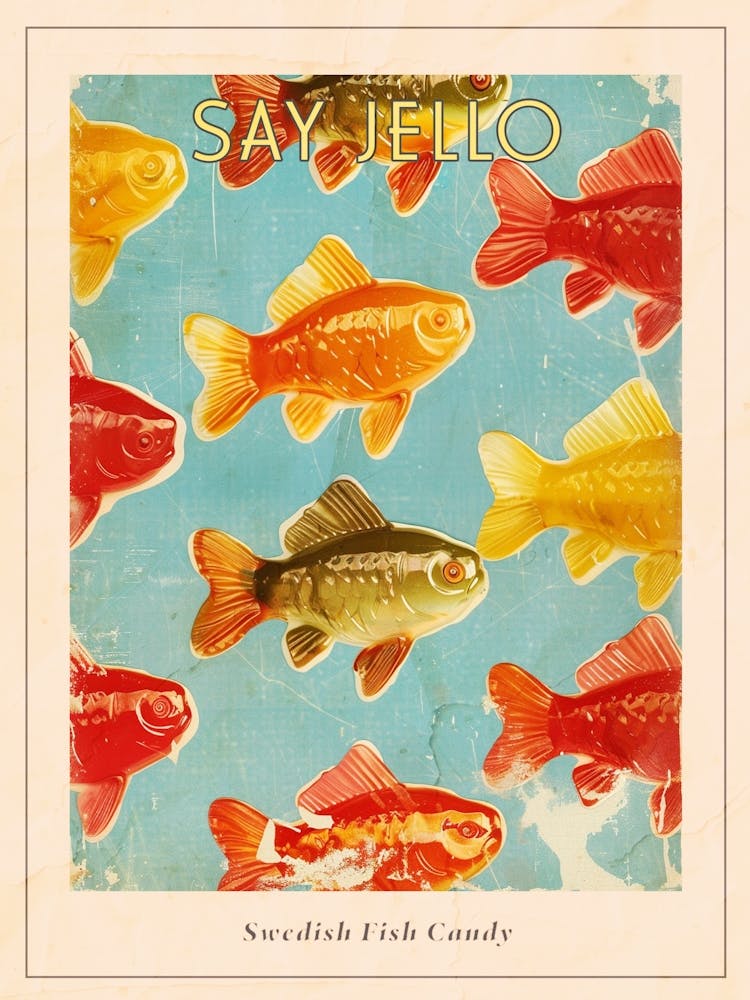 Swedish Fish Candy Sweets Retro-Collage 1 Poster