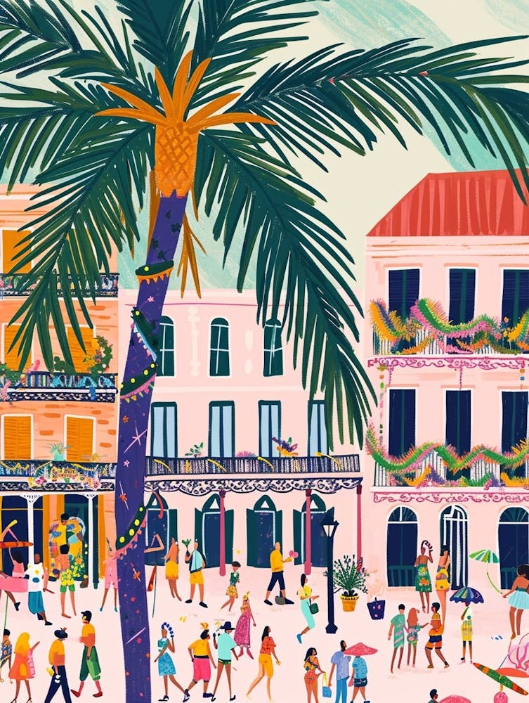 Mardi Gras World Storybook Illustration 2