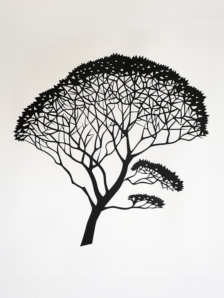 Acacia Tree Simple Geometric Nature Stencil 1
