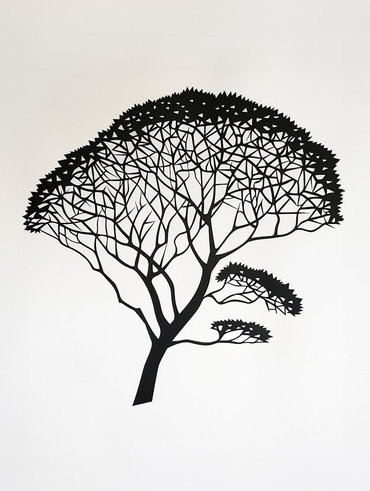 Acacia Tree Simple Geometric Nature Stencil 1
