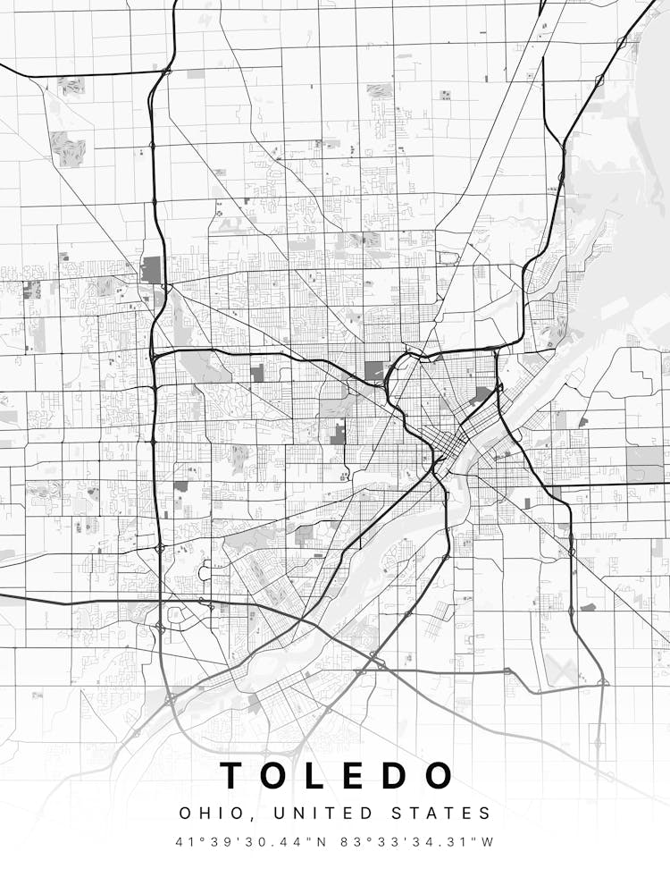 Toledo Spain White Map