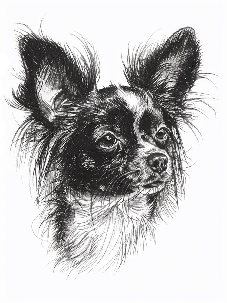 Papillon Hund Linienzeichnung 1