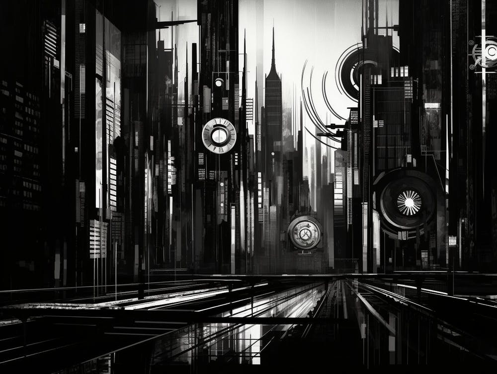 Metropolis Abstract Black And White 4