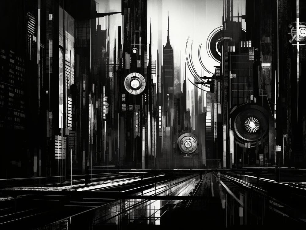 Metropolis Abstract Black And White 4