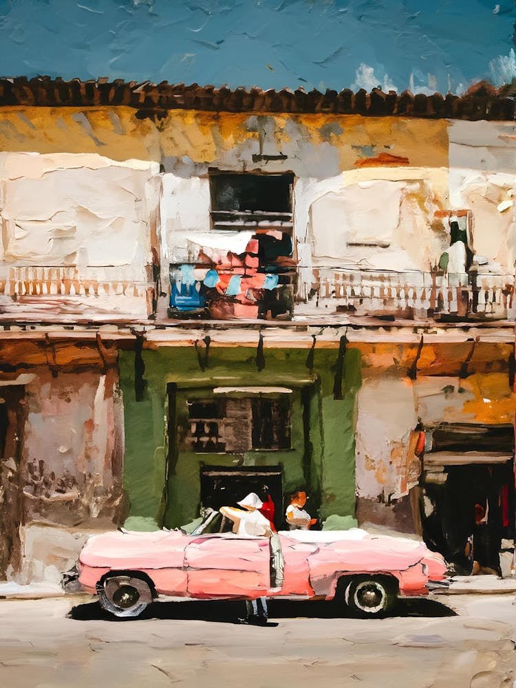 Pink Car In Cuba