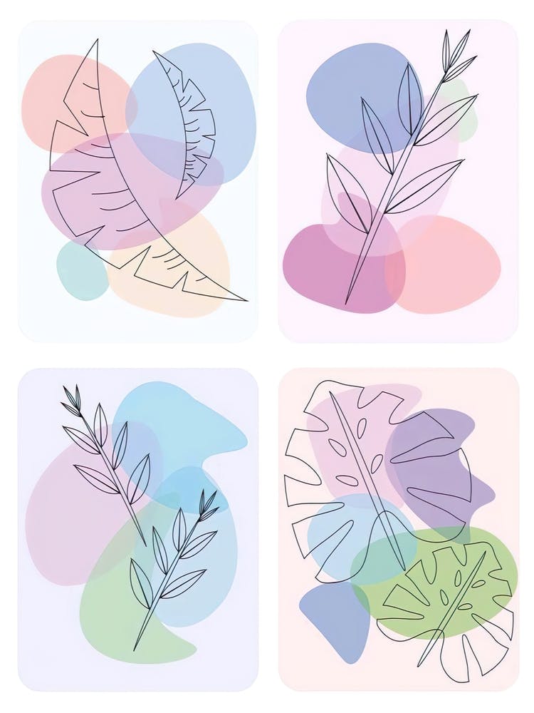 Set Of Tropical Leaves
