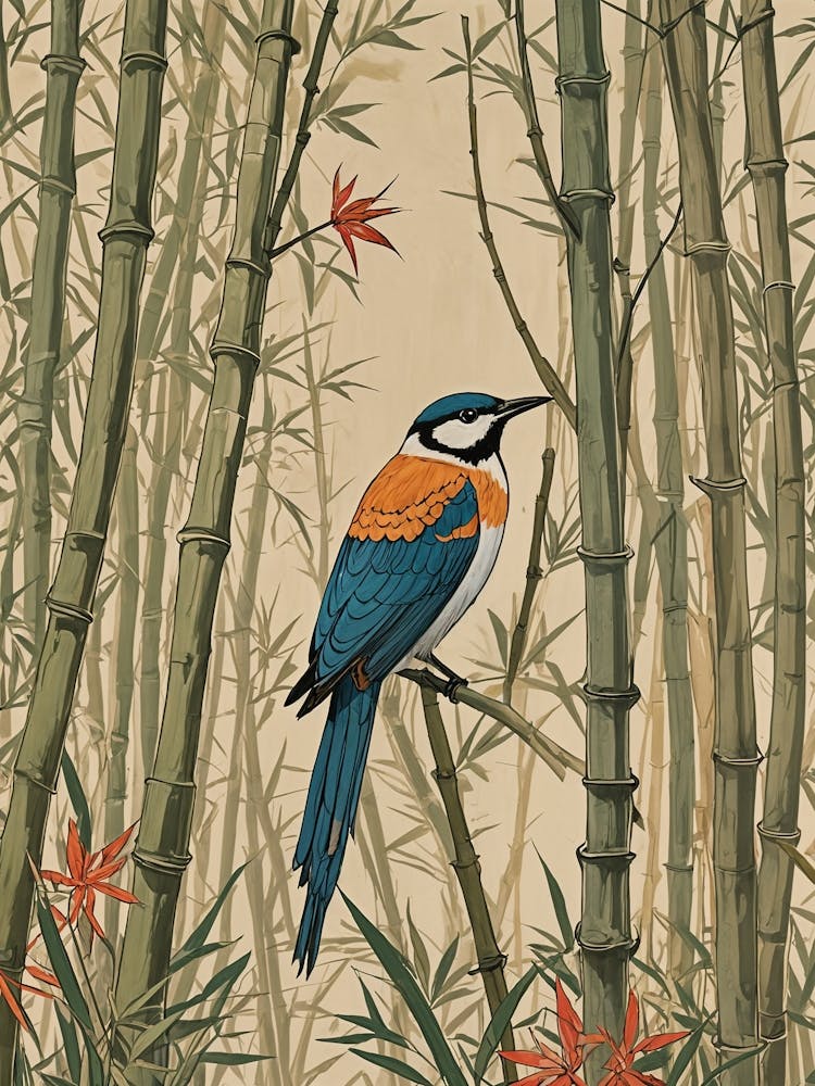 Bird In Bamboo Forest