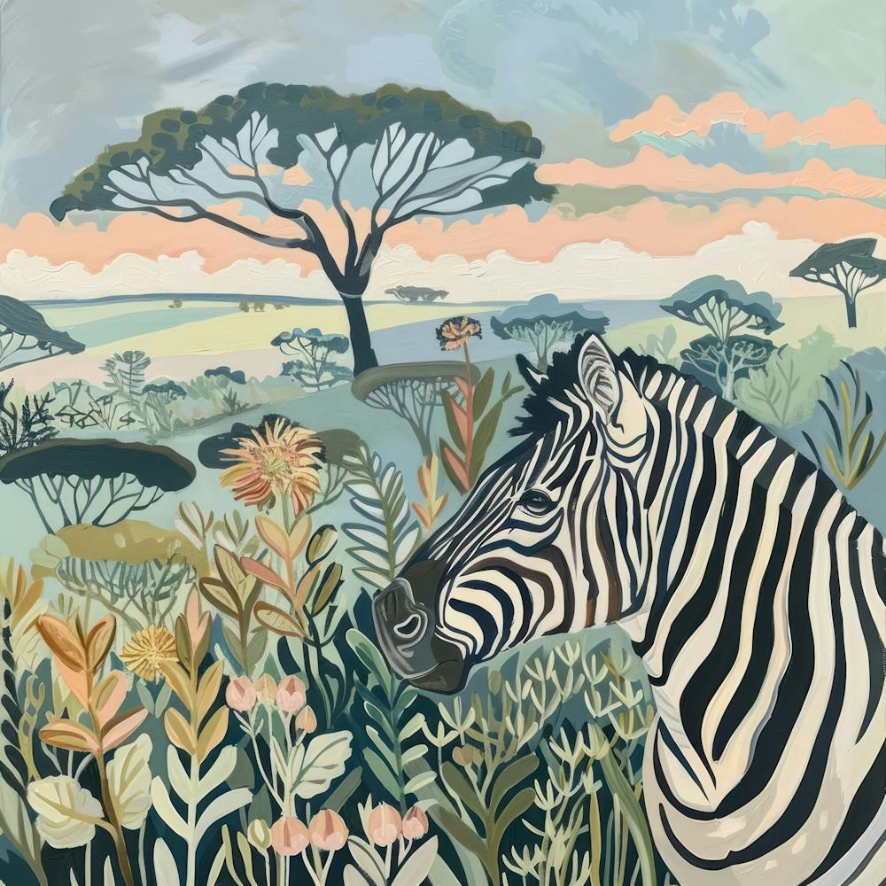 Zebra Pastel Illustration 2