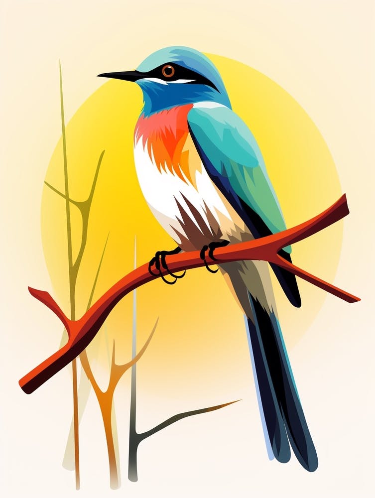 Colourful Geometric Bird Mockingbird 2