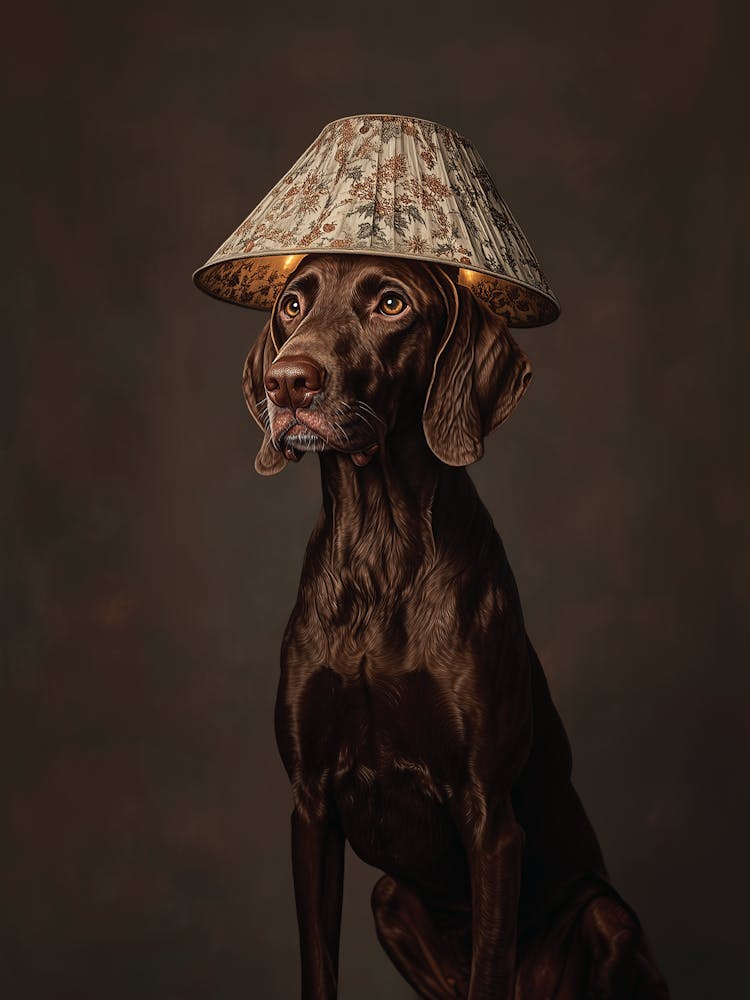 Dog With Lampshade Hat On Head