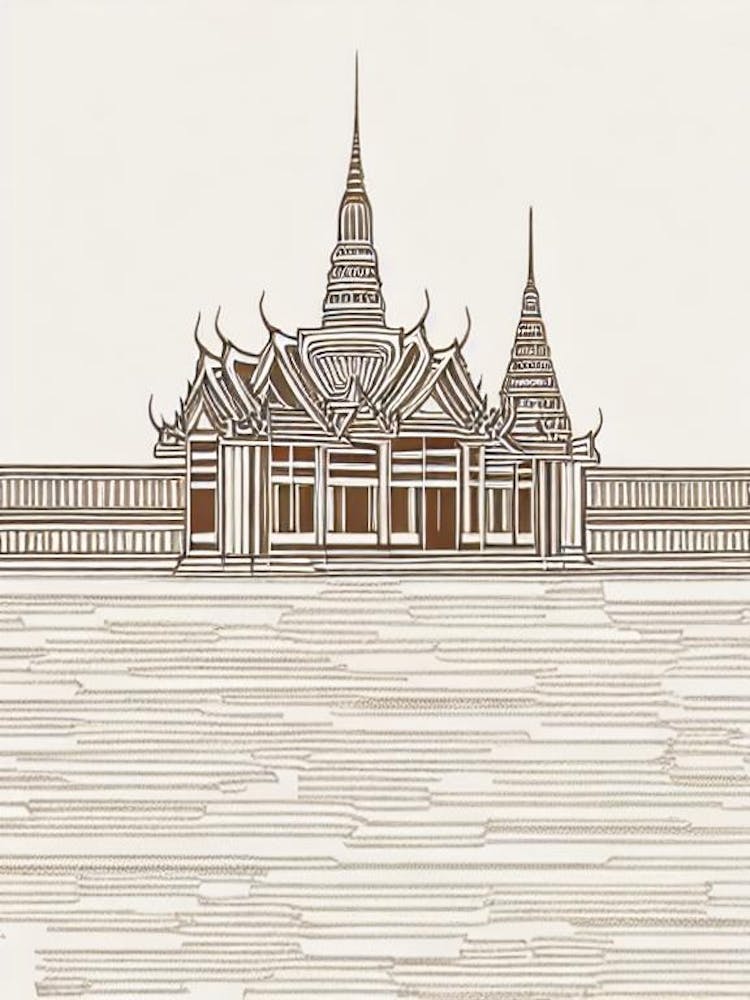 Grand Palace Bangkok Boho Landmark Illustration