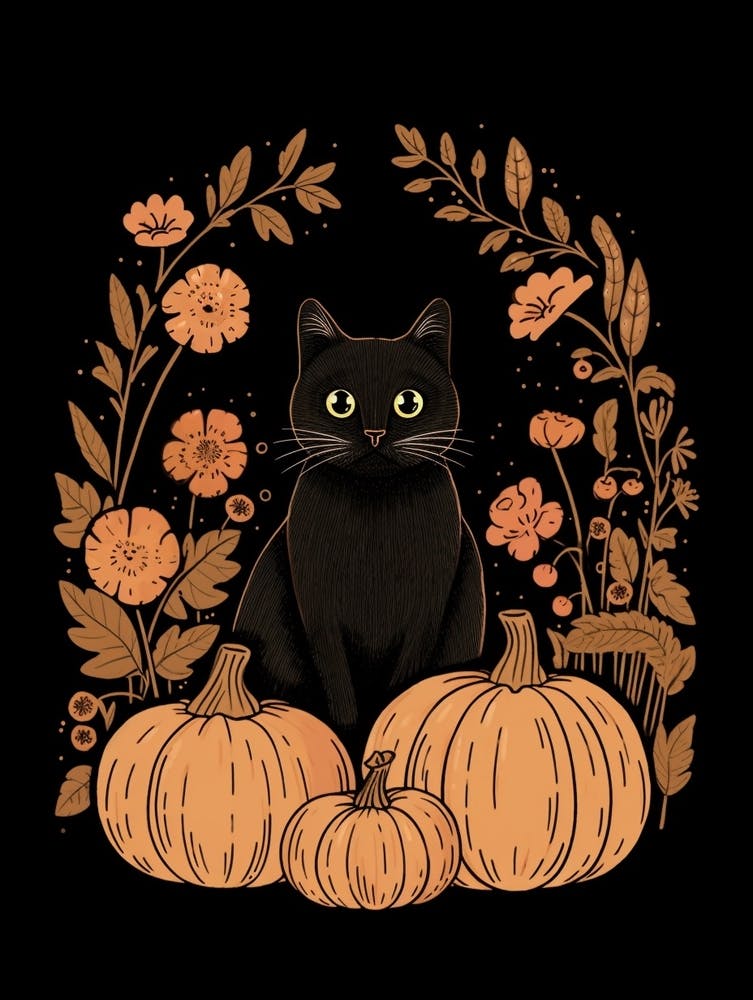 Cat With Pumpkins 5