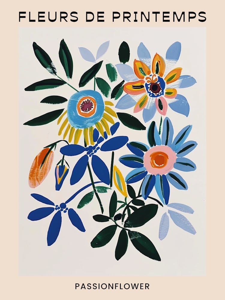 Spring Floral French Poster  Passionflower 2