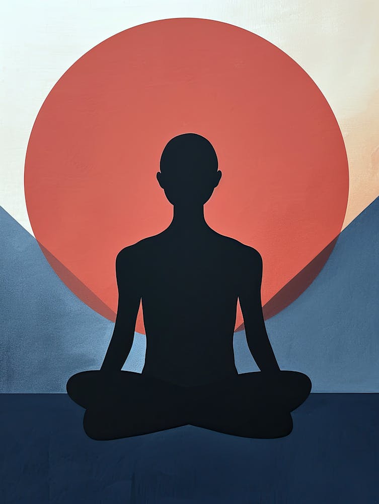 Silhouette Of A Man In Meditation, Minimalism