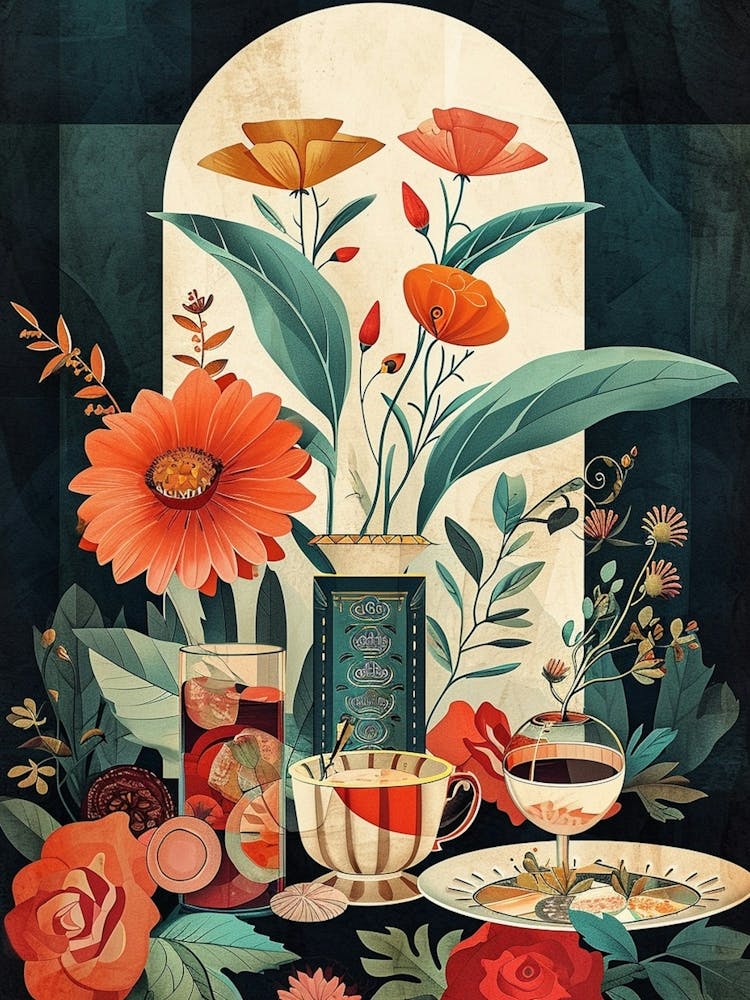Floraler Art Deco Nachmittagstee