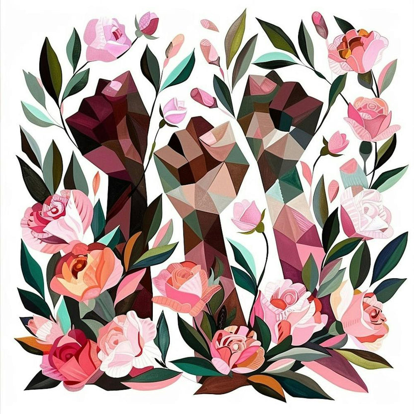 Powerful Fists Geometric Art Feminism Women Empowerment