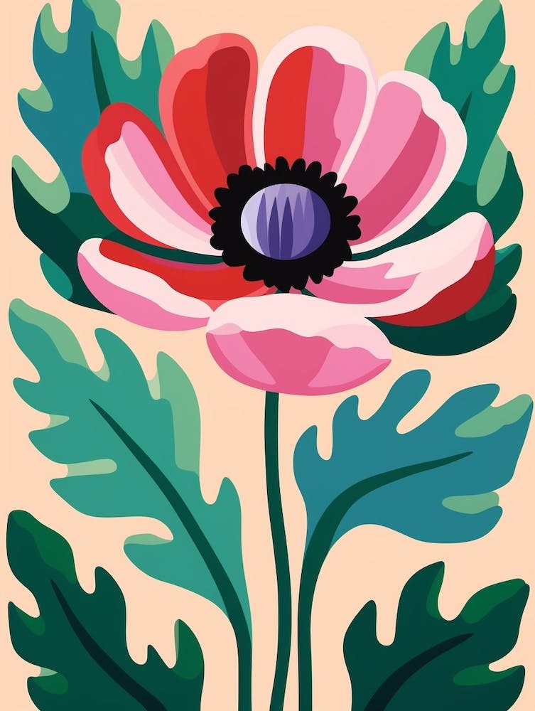 Cut Out Style Flower Art Anemone 1