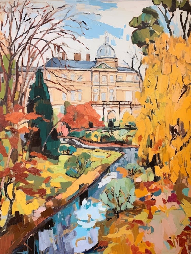 Autumn City Park Painting Villa Doria Pamphili Rome Italy 3