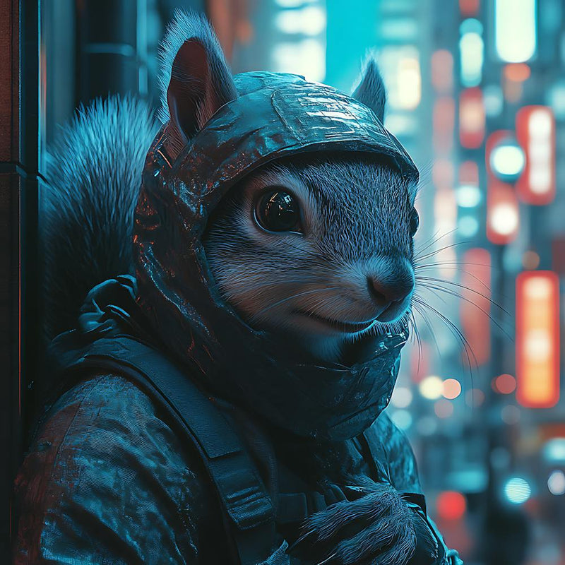 Futuristic City Ninja Squirrel Backdrop 7