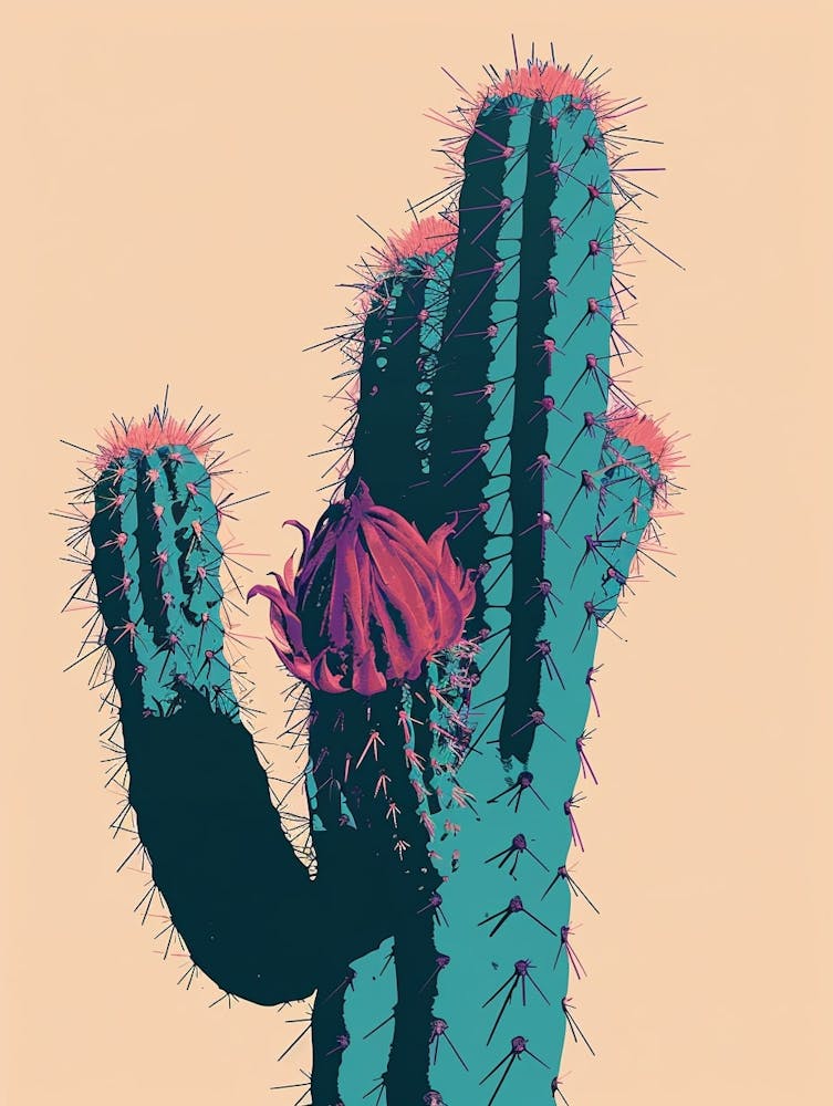 Mammillaria Cactus Minimalist Abstract Illustration 3