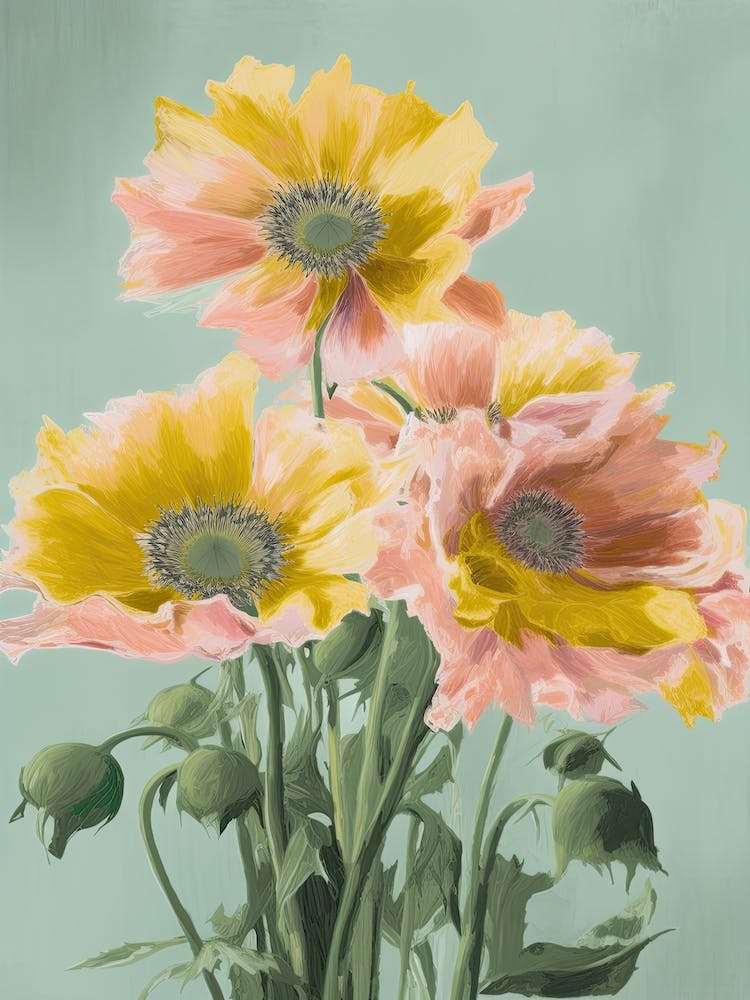 Sunflowers Flowers Acrylic Painting In Pastel Colours 9