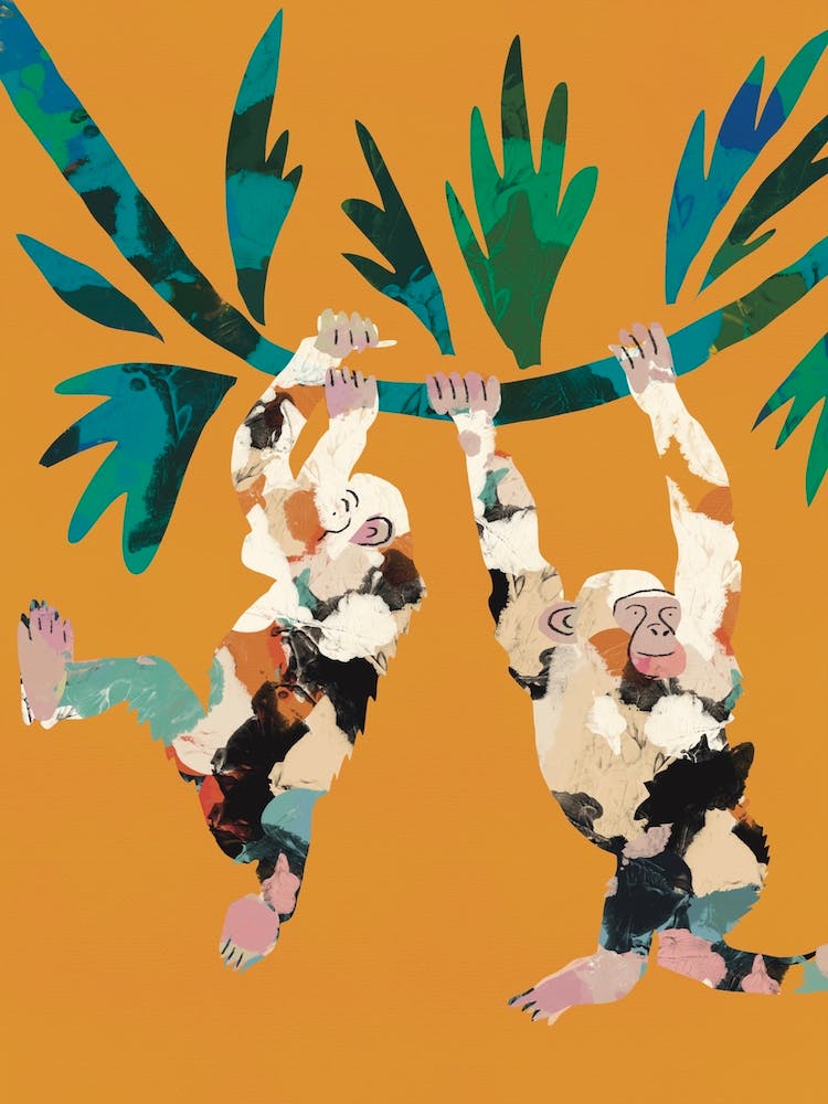 Orange Monkeys Jungle Illustration
