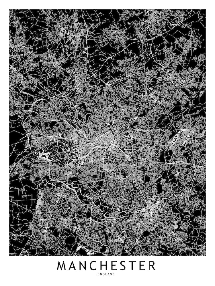 Manchester Black And White Map