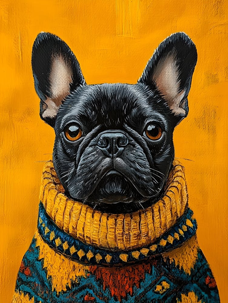 Frenchie In Yellow And Blue 2