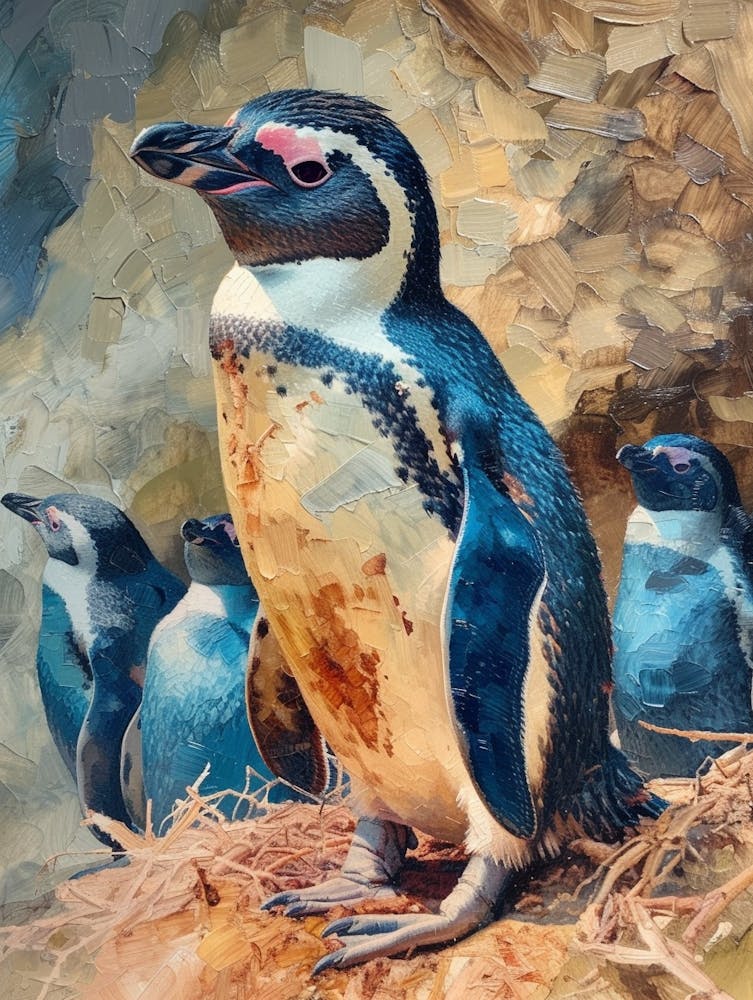 Galapagos Penguin Oamaru Blue Penguin Colony Colour Block Painting 4