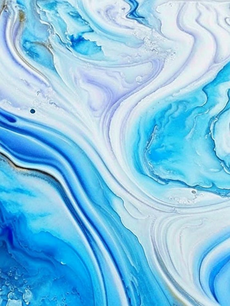 Water Inspired Fantasy Or Surrealistic Art Waterscape Marble Acrylic Painting 2