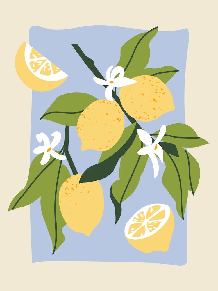 Lemons And Flowers Poster