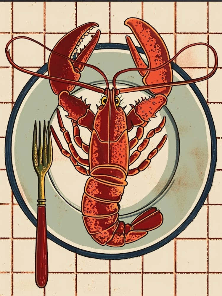 Lobster On A Plate Art Deco Inspired 2