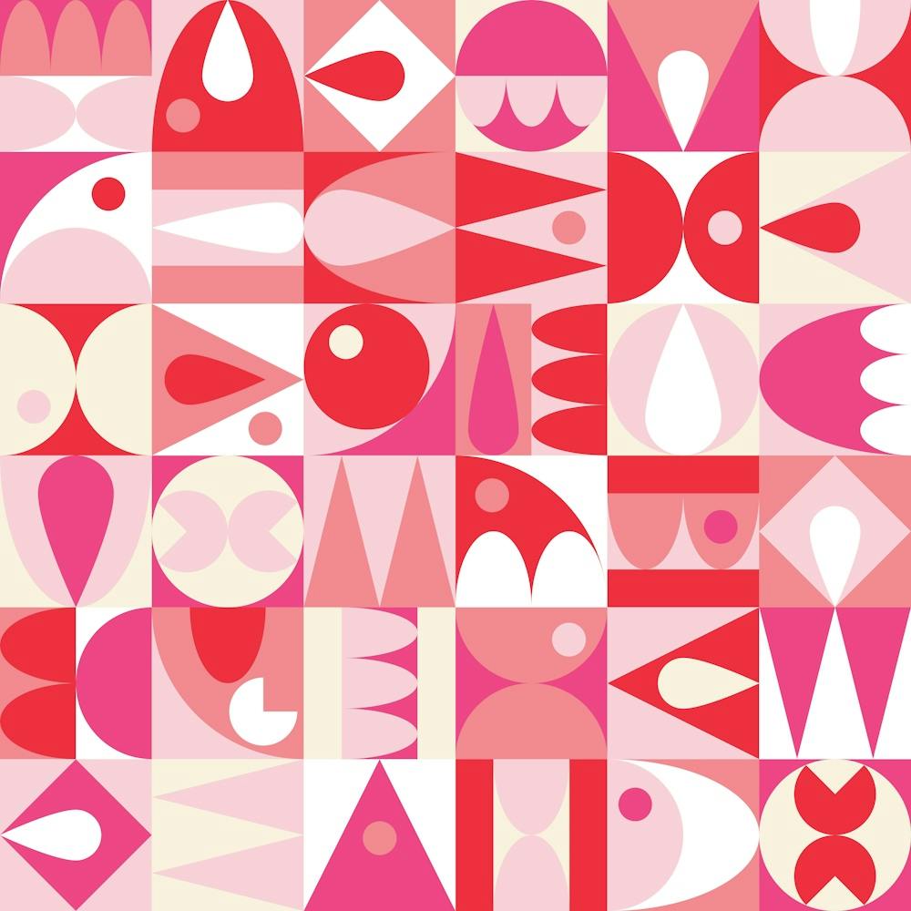 Pink And White Geometric Abstract