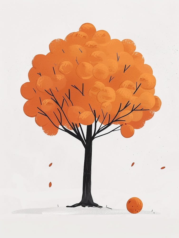Orange Tree Pixel Illustration 1