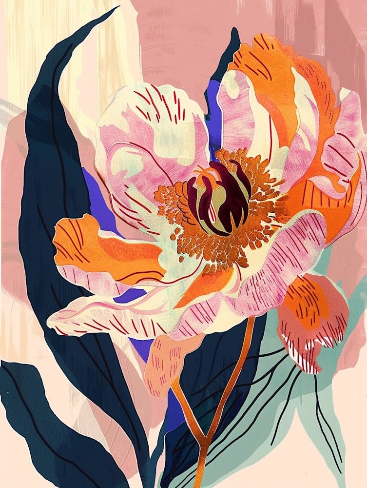 Colourful Flower Illustration Peony 1