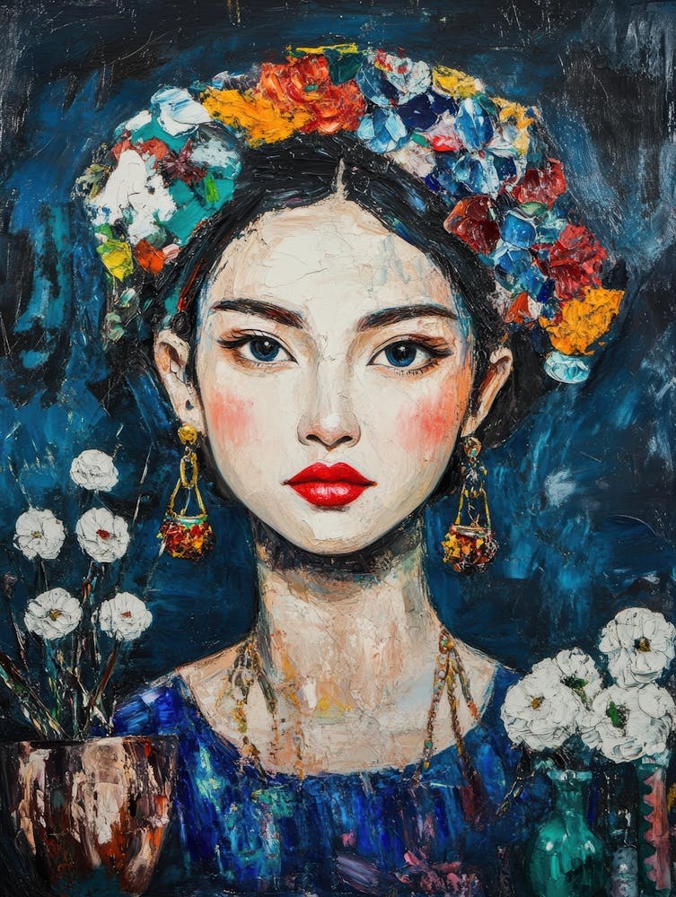 Chinese Woman With Flowers