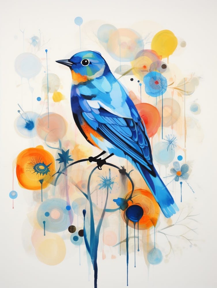 Peinture collage d'oiseau Merlebleu 4