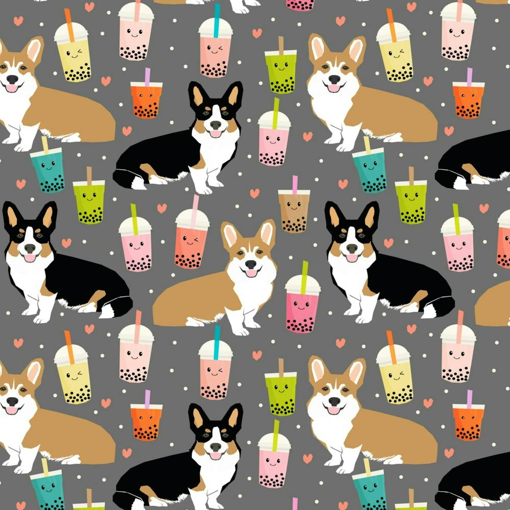Corgi Boba Tea Bubble Tea Kawaii Food Welsh Corgis Dog