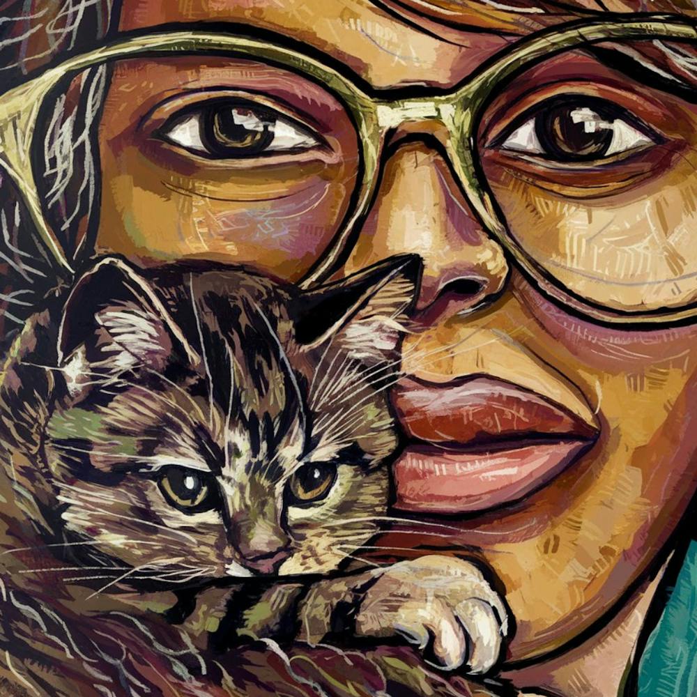 Portrait Of A Woman With A Cat