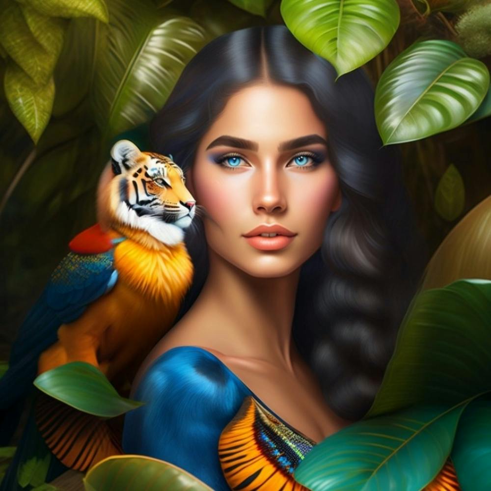 Woman In The Jungle With Spirit