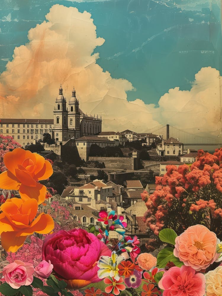 Lisbon   Floral Retro Collage Style 2