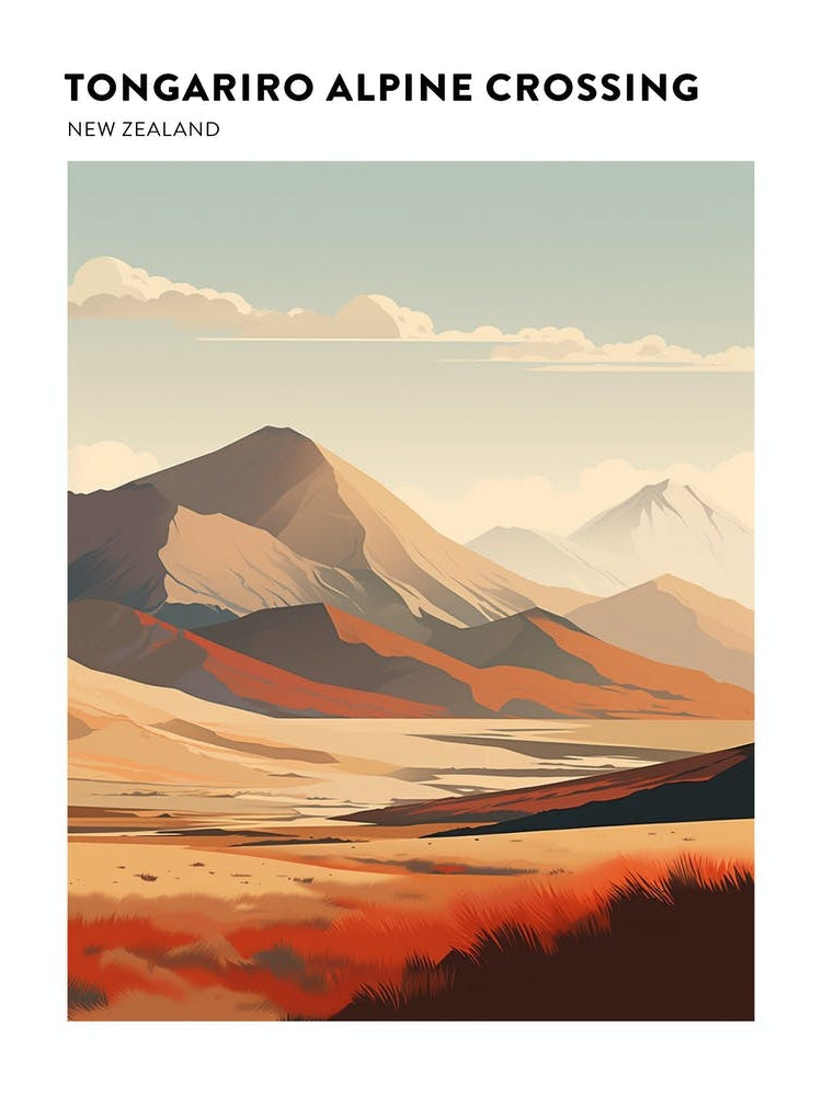 Tongariro Alpine Crossing New Zealand 4 Hiking Trail Landscape Poster