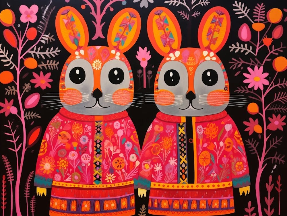 Pika 2 Folk Style Animal Illustration