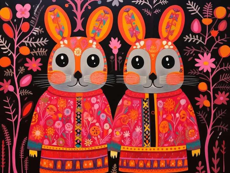 Pika 2 Illustration Animale de Style Folklorique