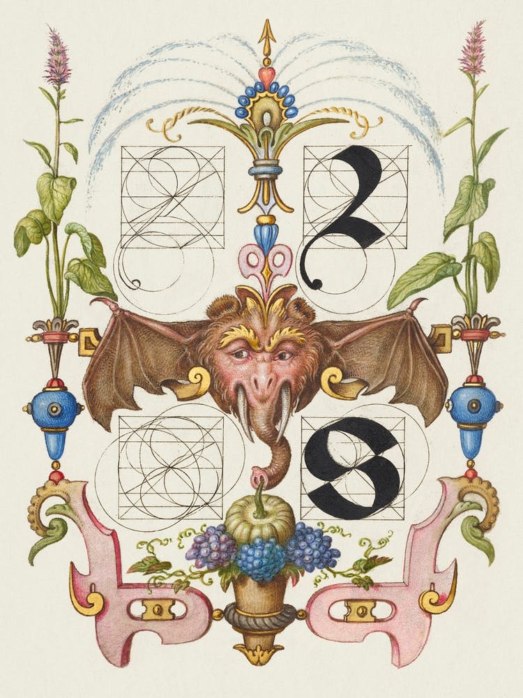 Guide For Constructing The Letters R And S From Mira Calligraphiae Monumenta, Joris Hoefnagel