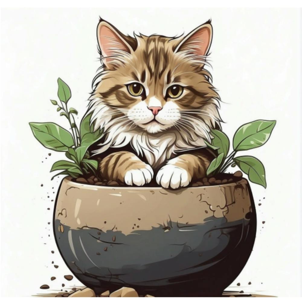Cat In A Pot 1
