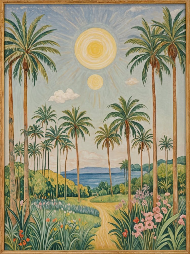 Palm Trees In The Tropical Garden