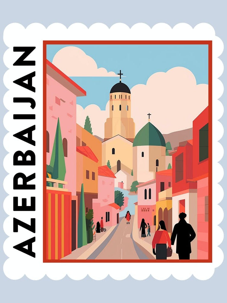 Azerbaijan 3 Travel Stamp Poster