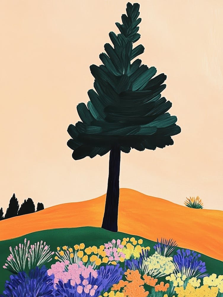 Pine Tree In A Field