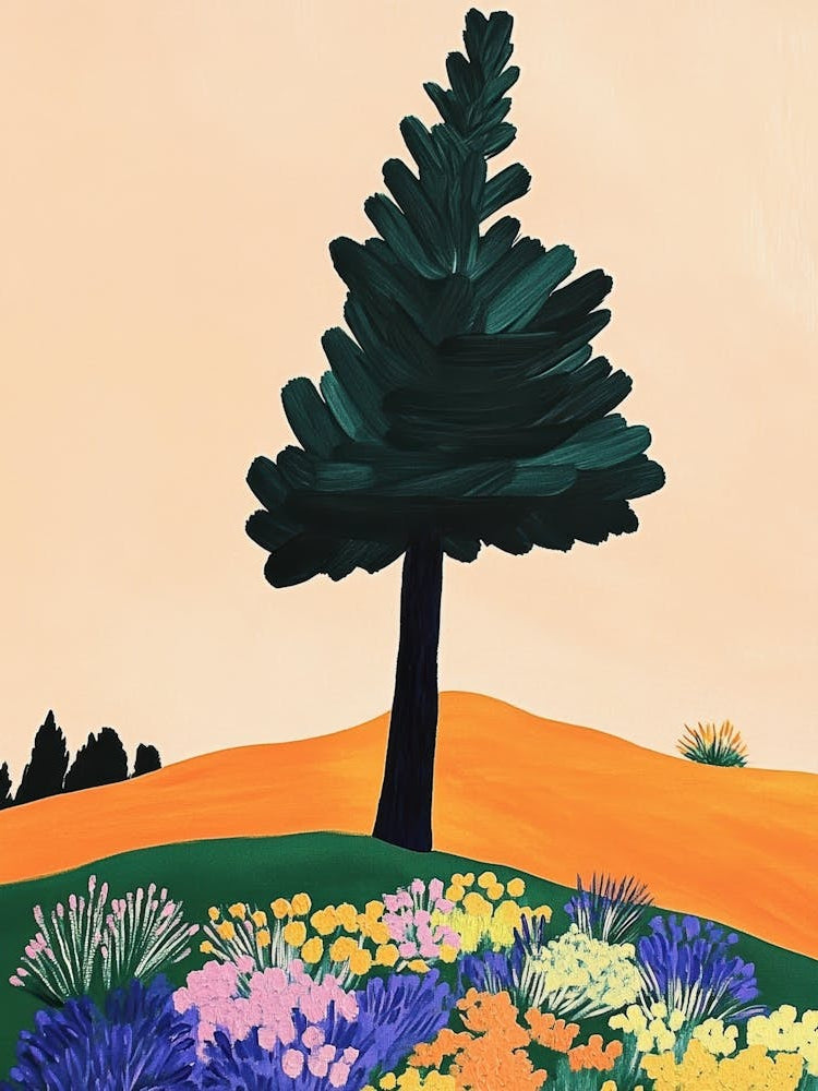 Pine Tree In A Field